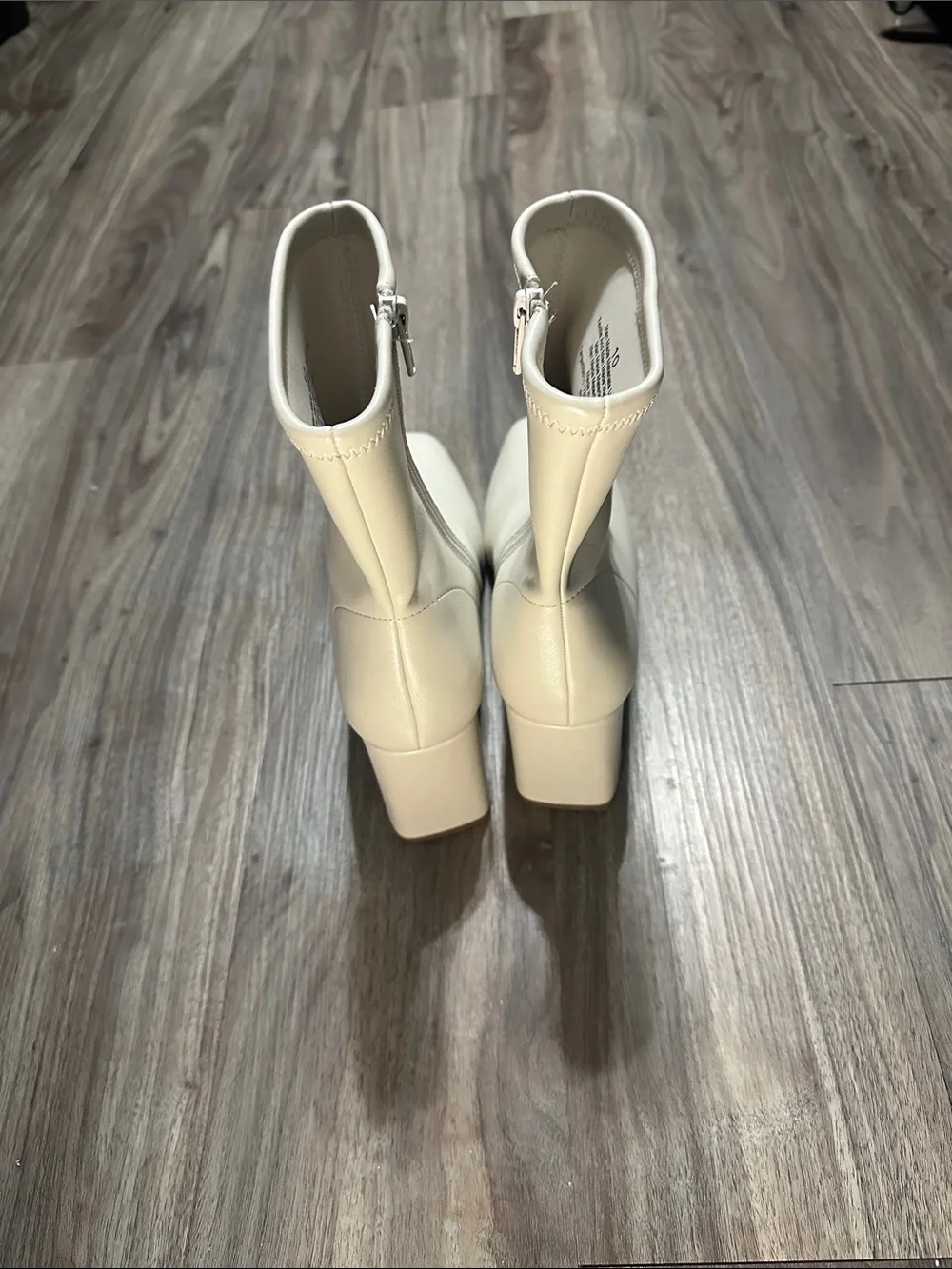a new day Cream Pointed Toe Ankle Booties with Block Heel